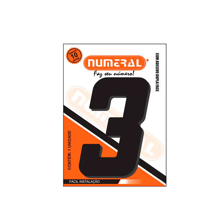 Número ACM preto quadrado 130 mm - Master