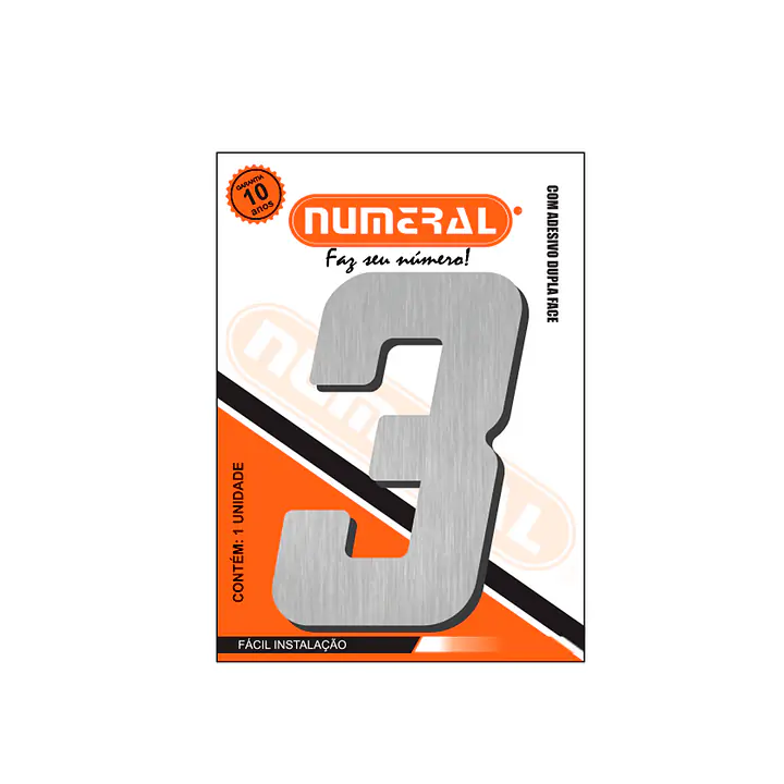 Número ACM aço escovado quadrado 185 mm - Master