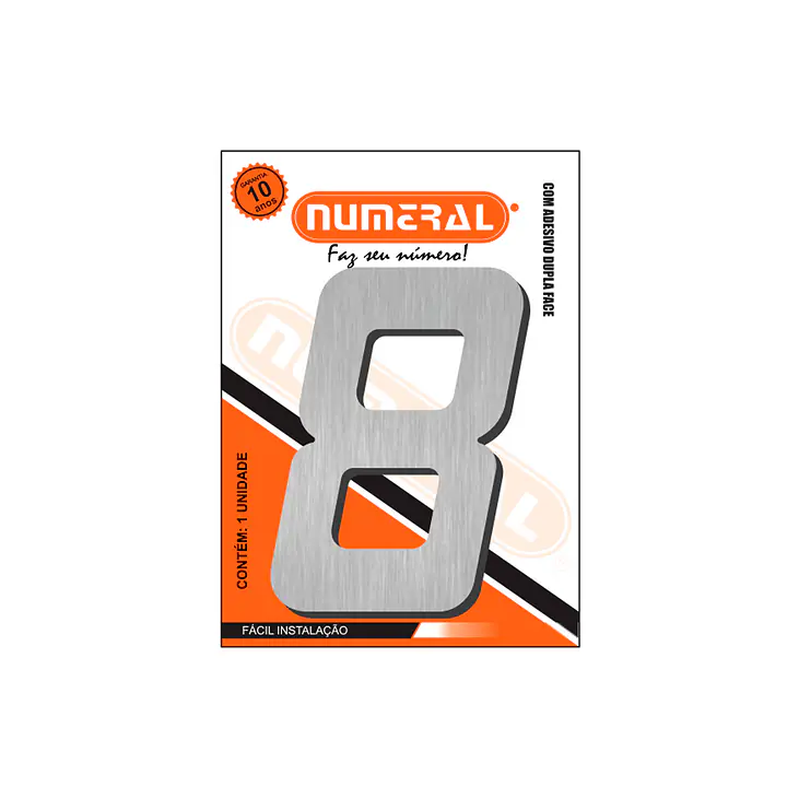 Número ACM aço escovado quadrado 185 mm - Master