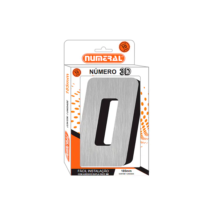 Número ACM aço escovado 3D quadrado 185 mm - Master