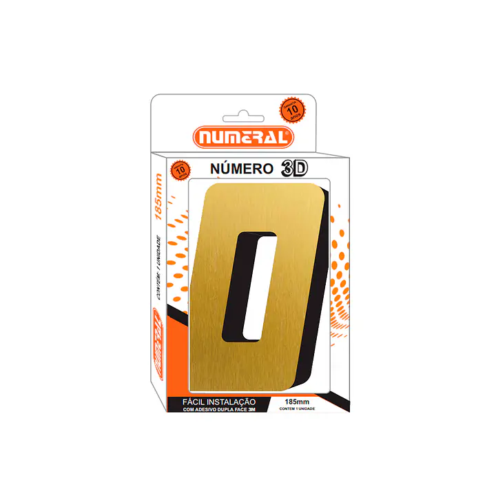 Número ACM ouro escovado 3D quadrado 185 mm - Master