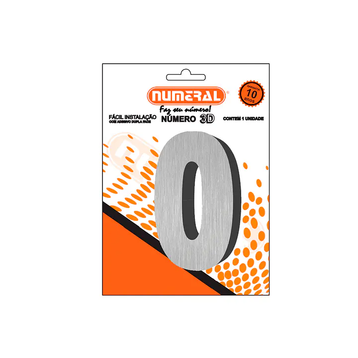 Número ACM aço escovado 3D redondo 125 mm - Master