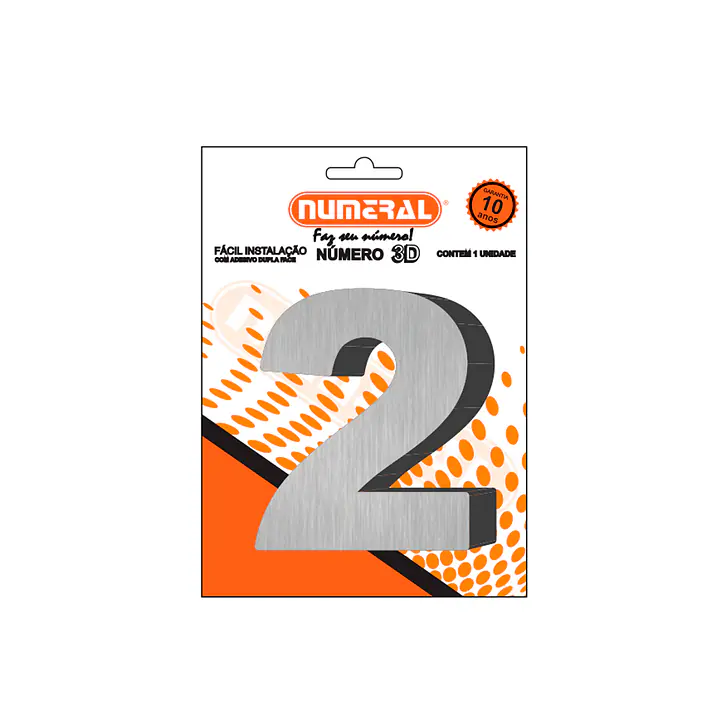 Número ACM aço escovado 3D redondo 125 mm - Master