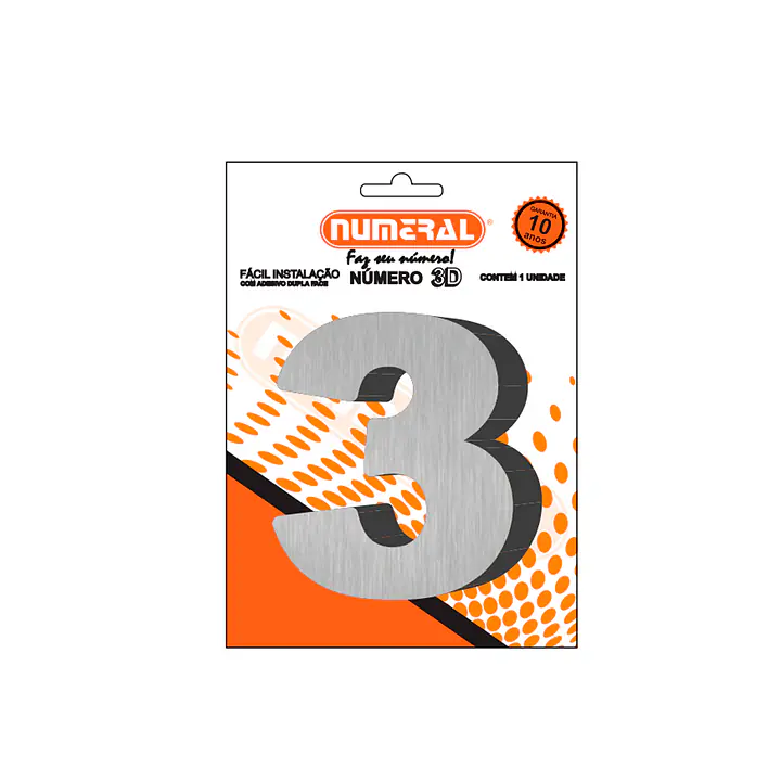 Número ACM aço escovado 3D redondo 125 mm - Master