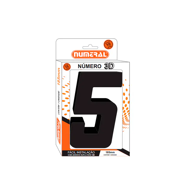 Número ACM preto 3D quadrado 185 mm - Master