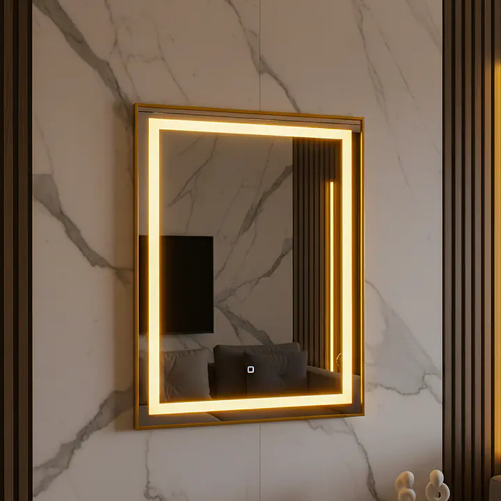 Espelho retangular LED Touch com borda - Master